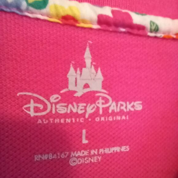 Disney Parks Embroidered Mickey Polo Shirt-Large-Ruffle Trim-Side Vents-Pink - Picture 8 of 10